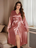 Noble and elegant solid color fashionable Robe autumn and winter Plus Size women's Clothes