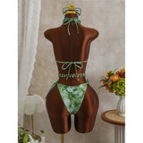 3PCS New With Skirt Tie Dye Halter Bikini Women Swimwear Female Swimsuit Bather Bathing Suit Swim Three-pieces Bikini set K8069