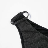 ZTVitality Shiny Black Women Swimsuit Sexy Bikini 2022 New Arrival Halter Padded Bandage Ring Beach Swimwear Brazilian Biquini
