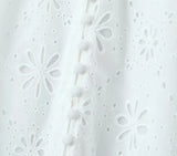 Foridol White Lace Cotton Dress V Neck Off Shoulder Sexy Beach Short Dress Summer Women Buttons Cut Out Mini Beach Sundress 2025