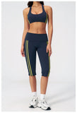 Summer Color Blocked Yoga Sets Women Slim Sports Bra High Waist Pants Fitness Suits Outwear Gym Running Push Up Workout Clothes