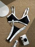 DEKA Swimsuit Bordered Bathsuit Bikini Set Women Swimwear Beachwear Female Bathing Suit Patchwork Basic Bikini Push-up Swim