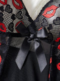 Lace Contrasting Babydoll Dress Underwear With Thongs Night Costumes