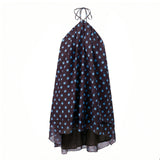 Women Summer Fashion Mini Dress Halter Neck Sleeveless Dot Print Backless High Low Hem Flowy Dresses