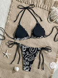Sexy Black Lace Bikini Set Women 2026 Beach Push Up Bra Bandage Thong Swimsuit Brazilian Holiday Bathing Suit Two Piece Swimwear