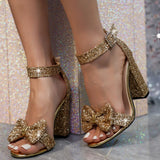 2025 Big Size 42 Sexy Crystals High Heels Sandals Women Bling Rhinestones Summer Ankle Strap Wedding Shoes Platform Party Sandal