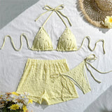4 Colors Sexy Halter Bikini Female Swimsuit Three-pieces Bikini set With Shorts Women Swimwear Bather Bathing Suit Swim V7843W