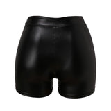 Women's Black Shiny Pu Leather Shorts Casual High Waist Form Fitting Biker Shorts Wet Look Stretchy Sexy Nightclub Party Shorts