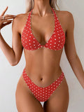 Triangle Halter Thong Bikinis 2026 Women Sexy Swimsuit Dot String Swimwear Female Bathers Bathing Swimming Swim Suit Beachwear