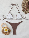 Triangle Halter Thong Bikinis 2026 Women Sexy Swimsuit Solid String Swimwear Female Bathers Bathing Swimming Swim Suit Beachwear