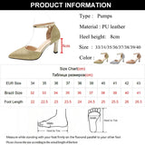 ZOKI Bling Gold Silver Women's Pumps 2024 Sexy Point Toe Thin Heel Party Wedding Shoes Woman Summer Ankle Strap High Heels Shoes