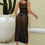 Shiny Sequins Hollow Out Crochet Knitted Tunic Beach Cover Up Cover-ups Beach Dress Mini Beach Wear Beachwear Female Women K6685