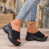 Peep Toe Wedge Heel Slippers Women Breathable Knitted Chunky Platform Sandals Woman Plus Size 43 Thick Sole Summer Sandals 2026