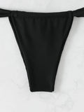 Bandeau Thong Bikinis 2026 Women Sexy Swimsuit Solid Padded Swimwear Female Bathers Bathing Swimming Swim Suit Beachwear