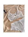 MOYISU French temptation lace big boobs small bra underwear ultra thin set transparent white sensory pure desire underwear