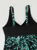 Strappy Printed Tankini 2026 Large Plus Size Swimsuit Women Beach Dress Swimwear Female Bathers Bathing Swimming Swim Suit 4XL