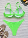 DEKA Sexy Solid Push Up Bikini Set Front Bow Knot Swimsuit Women Sexy Halter Two Piece Beachwear Bathing Suit Swimwear Biquini