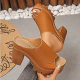 Women Sandals Open-Toe High-Heel Slippers Summer Fashion Outdoor Wear Sandals Slip-On Big Size Shoes Women