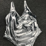 Shiny PU Faux Leather Women Swimwear One Piece Swimsuit Female Monokini High Cut Bikini Set Bathing Suit Swim Beachwear Bodysuit