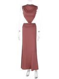 FDYOUI Elegant Sexy Sleeveless Backless Long Holiday Beach Dress Women Chic Hollow Out Solid Long Maxi Evening Party Dresses