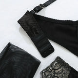 Toucheart 4 Piece Set Sexy Embroidered Lace Erotic Backless Lingerie For Women Mesh Patchwork Lace See-Through Sexy Lingerie Set