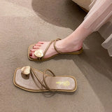 Stylish Women's Cross Strap Slide Sandals Comfortable Lightweight Toe Loop Beach Shoes with Casual Solid Color Design for Summer
