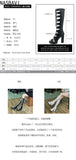 2026 New Women Open Toe Cross-tied Knee Boots Summer Platform Sandal High Heel Pumps Lace Up Female Motorcycle Booties White 43