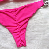 DEKA Women Brazilian Diamond Bikini Set Rhinestones Halter Swimwear Female Swimsuit Two-pieces Bikini Bather Bathing Suit Swim
