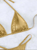 Halter PU Leather Extreme Mini Micro String Bikini Female Swimsuit Women Swimwear Two-pieces Bikini Set Thong Bathing Suit Swim