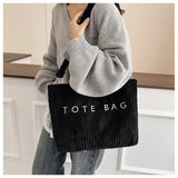 2026 Autumn New Women's Corduroy Tote Bag - Large Capacity, High-End Texture, Fashionable Commuter Shoulder & Crossbody Bag