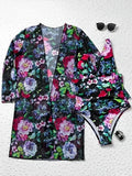 2026 Printed Swimsuit Women One Piece With Cover Up Floral Swimwear Female Beach Wear Push Up Bathing Swimming Swim Suit Summer