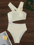 3D Flower Asymmetric Cut Out Women Swimwear One Piece Swimsuit Female High Cut Monokini High Waist Bathing Suit Swim Beachwear