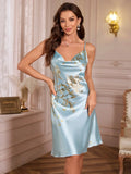 Hot style Women's Cherry Print Nightdress Casual sexy ladies pajamas slip dress for All Seasons