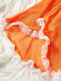 Summer Orange Lace Mesh Contrasting Dress Underwear With Thongs Night Costumes