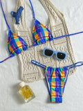 XS - L Halter Plaid Mini Micro String Bikini Women Swimwear Female Swimsuit Two-pieces Bikini Set Bather Bathing Suit Swim Lady