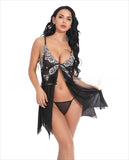 Toucheart Sexy Lingerie Set Women's Lace Nightgown Mesh See-through Suspender Dress Lace Patchwork Sexy Ultra Thin Pajama Set