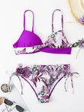 Tropical Print Bikini 2026 Women Drawstring Swimwear Female Push Up Swimsuit Beachwear Bathers Bathing Swimming Swim Suit