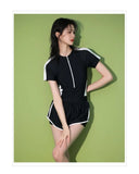 New Women's Swimsuit, One-piece Coverage Slimming Effect  Conservative Sports Style Hot Spring Flat Leg Pants Swimsuit Plus Size