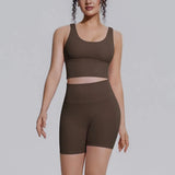 Women's Yoga Set Sports Running Fitness Beautiful Back Vest Hip Lifting Slim-Fit High Waist Shorts Training Gym Workout Suits