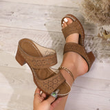 Plus Size Women's High Heels Platform Sandals Lightweight Thick Heel Summer Slippers Woman Comfort Non Slip Sandalias De Mujer