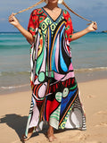 2026 New Colorful Kaftan Tunic Beach Dress Beach Wear Beachwear Beach Cover Up Cover-upsLoose Maxi Dress Female Women V4428