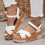 Women's Braided Platform Sandals 2025 Summer Chunky Wedges Gladiator Sandals Woman Ankle Straps Vacation Casual Beach Sandles