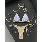 Halter Fishnet Bikini Women Swimwear Female Swimsuit Two-Pieces Bikini Set High Cut Leg Padded Bather Bathing Suit Swim V8339