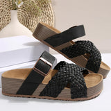 Summer All-Match Plus Size Slippers for Women 2025 Solid Wedges Slip-On Slippers Women Comfortable Buckle Strap Woman Sandlas
