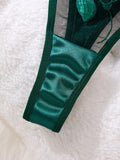 Green French-style floral embroidery lace lingerie set,sexy and soft steel-bra-cup supportive bra,Valentine's Day party ZA824031