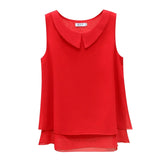 MOYISU New Arrival Summer Plus Size Outside Wear Large Size Doll Collar Loose Sleeveless Chiffon Vest Top Woman