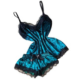 Summer Velvet Pyjamas Set for Women Sleepwear Sleeveless Straps Nightwear Lace Trim Cami Top and Shorts Sets Sexy Lingerie
