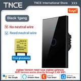 TNCE Tuya US Switch WIFI or Zigbee need/No Neutral Wire Require 1/2/3/4 Gang Smart Touch controller Voice With Alexa Google Home