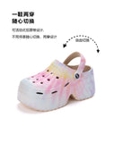 Leopard Platform Clogs for Women Closed Toe Chunky High Heel Sandals Woman New Summer Street Beach Slides Girls Fashion Slippers