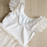 Princess Mesh Swimsuit Baby Girl Swan Cherry Sling Cute Swimming Suit Quick Drying Sun Protection Swim Wear with Cap H8126
